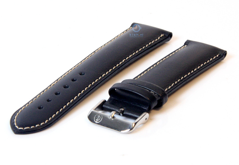 Horlogeband 22mm zwart leer
