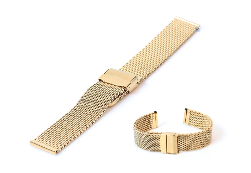 Milanese horlogeband 20mm goud (grof)