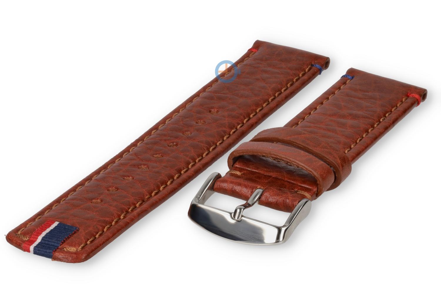 22mm horlogebandje van cognacbruin leer