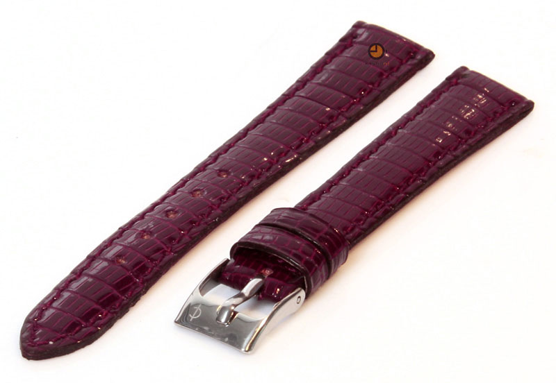 Horlogeband 14mm echt hagedissenleer bordeaux