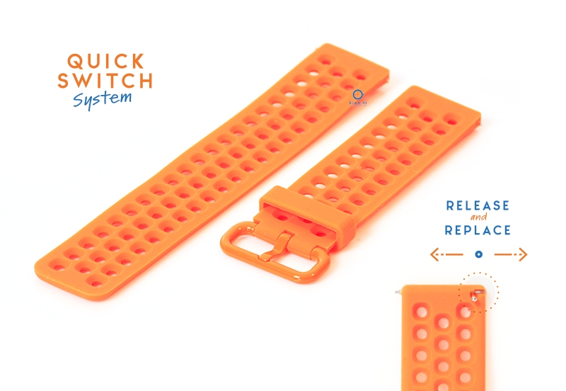 Horlogeband 23mm perforated siliconen oranje