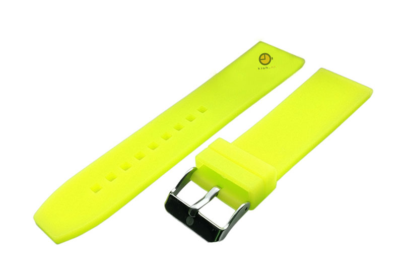 Horlogeband 24mm neon geel siliconen glad