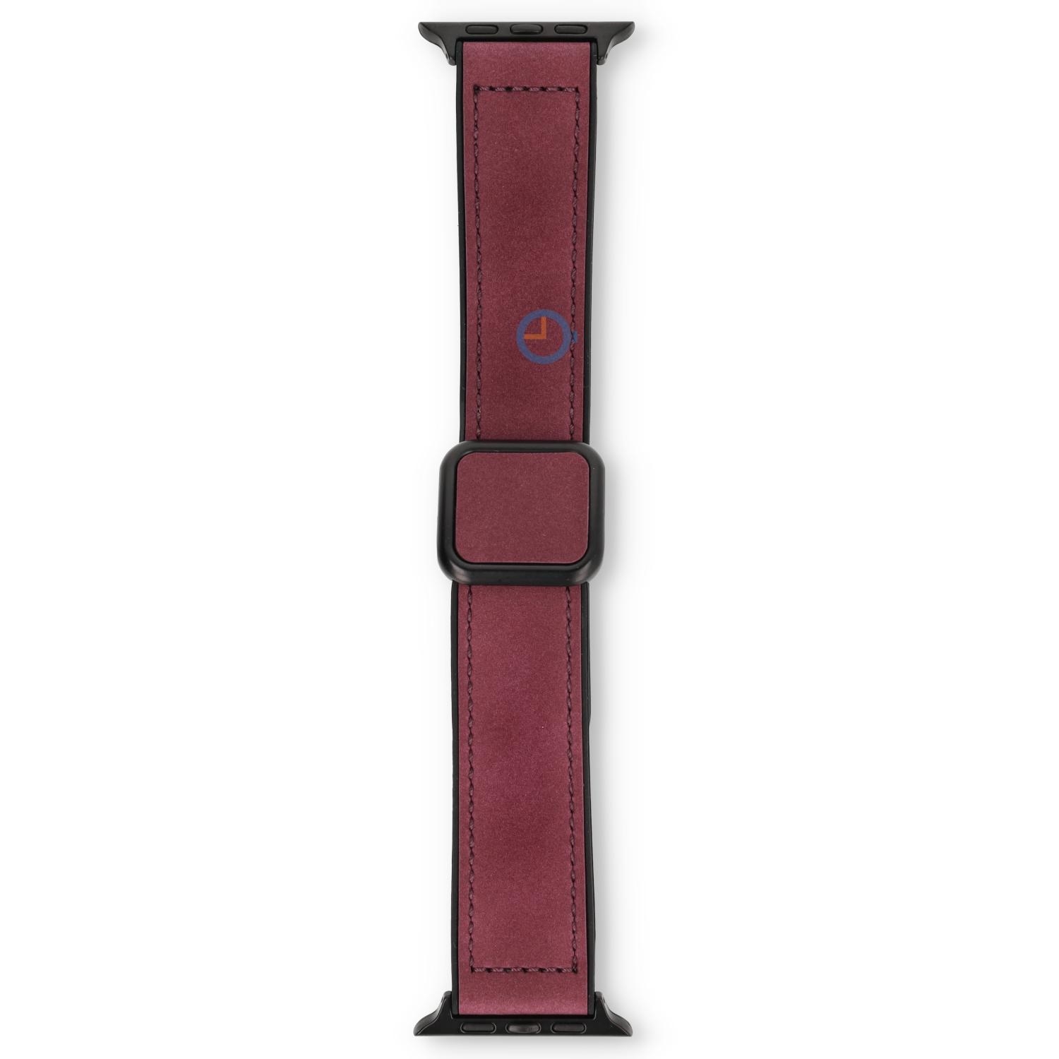 Luxe leren band Apple 45mm - Burgundy