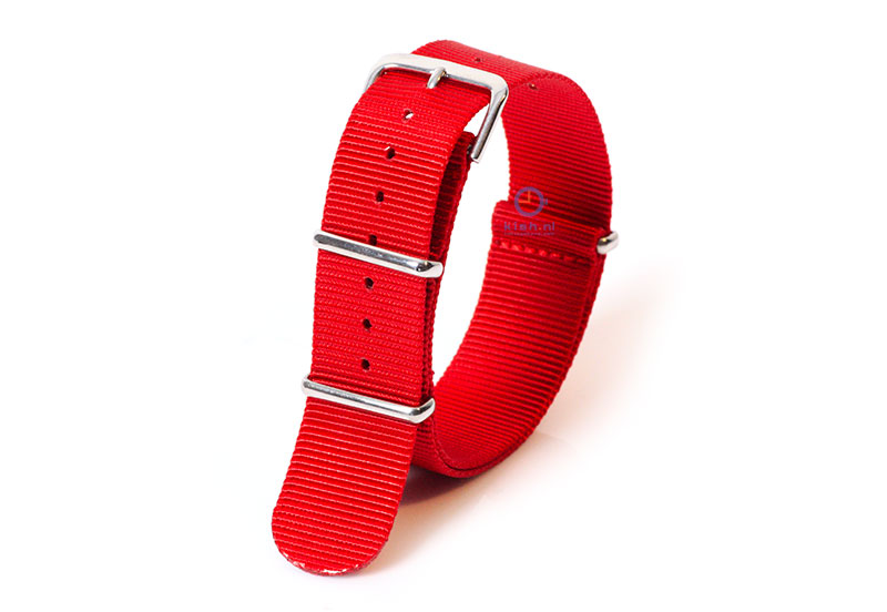 Horlogeband 20mm rood nylon