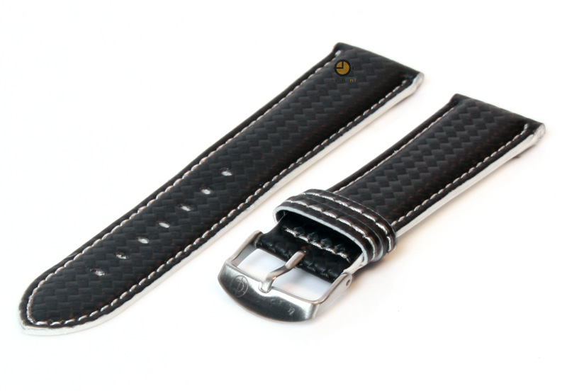 Horlogeband 22mm zwart-wit waterproof leer