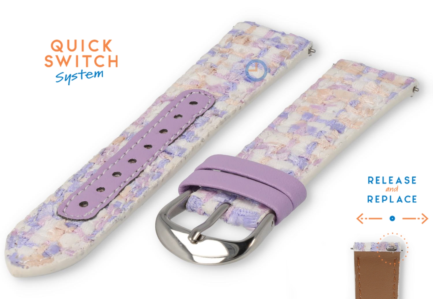 20mm stoffen horlogeband - crazy purple