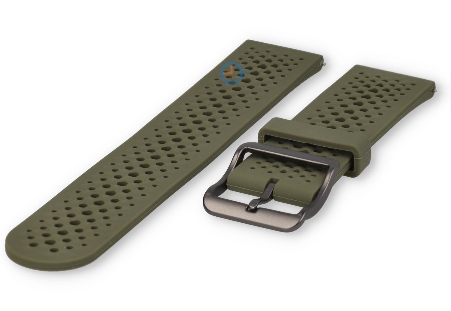 Ademend siliconen bandje - 22mm groen - perforated