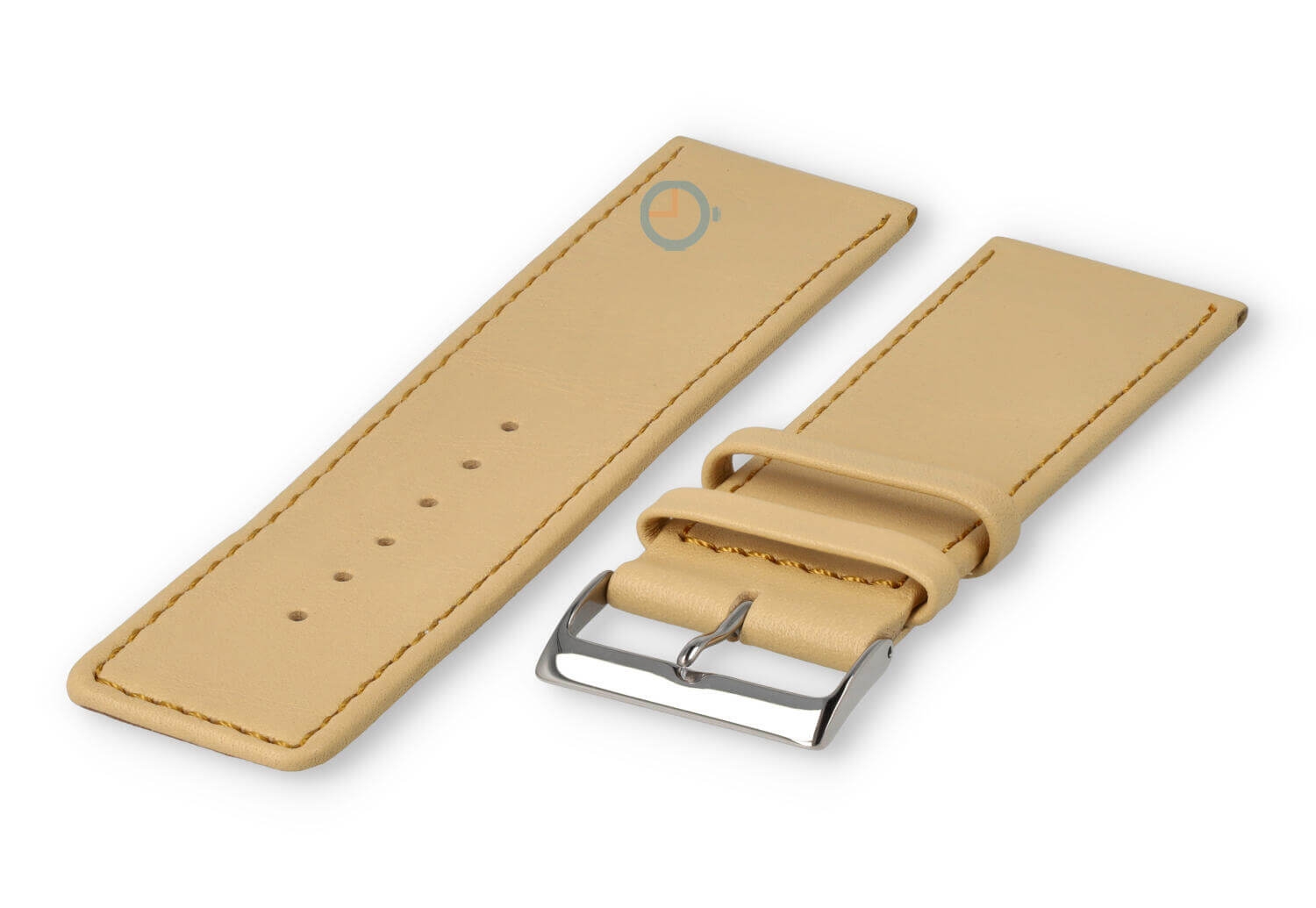 30mm horlogeband glad leer - vanille