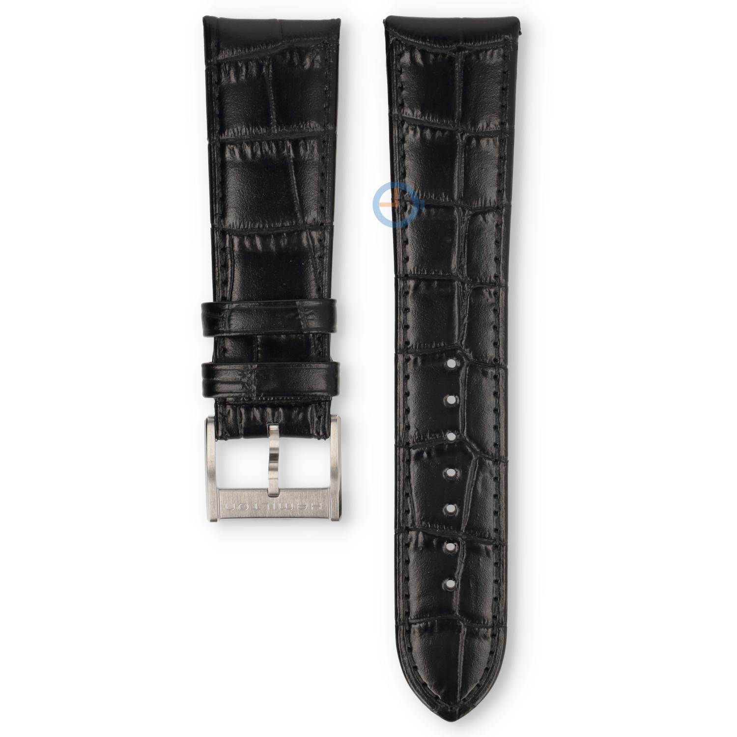 Hamilton horlogeband H32415735 - zwart leer