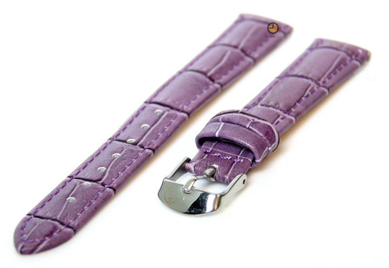 Horlogeband 14mm violet paars leer kroko
