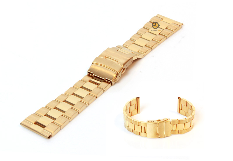Horlogeband 24mm goud staal deels gepolijst