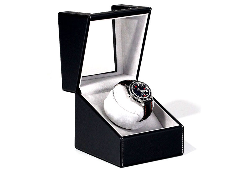 Watchwinder 1 horloge zwart leer