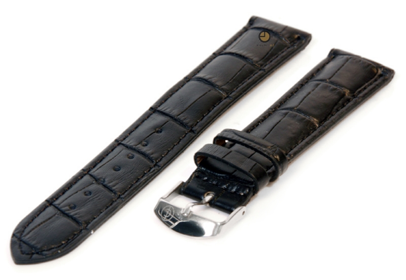 XL horlogeband 16mm leer zwart croco