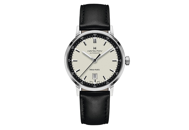Hamilton horlogeband H38425720 - zwart leer