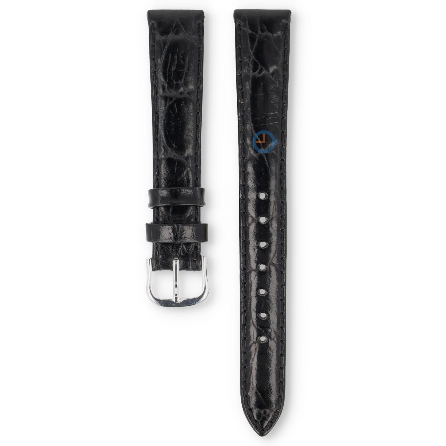 Universele 14mm zwart leren horlogeband - Seiko