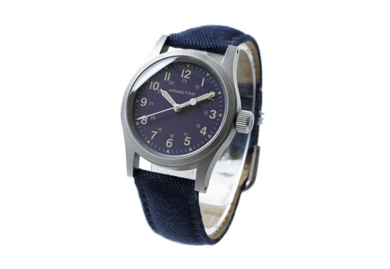 Hamilton horlogeband H69719643 - blauw leer met nylon