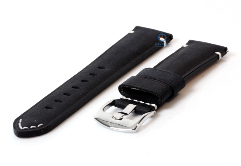 Vintage horlogeband 22mm zwart