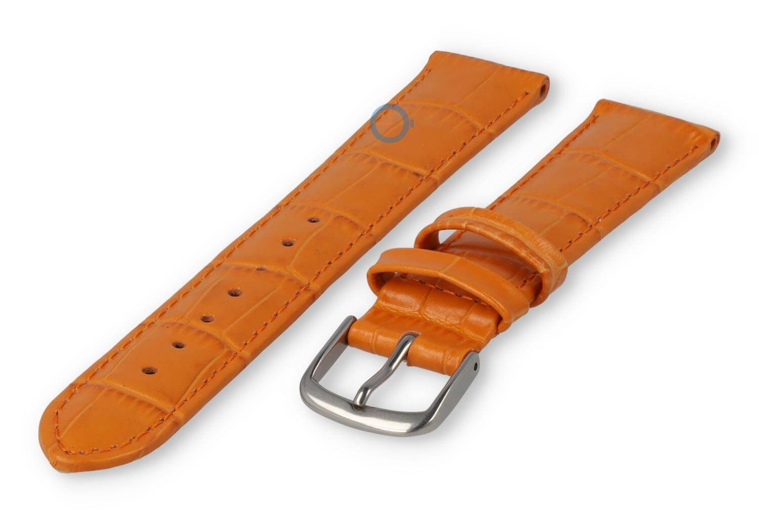 Horlogeband leer met krokoprint - 16mm - oranje
