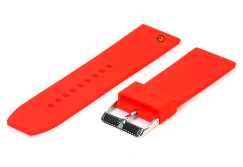 Horlogeband 28mm rood siliconen glad