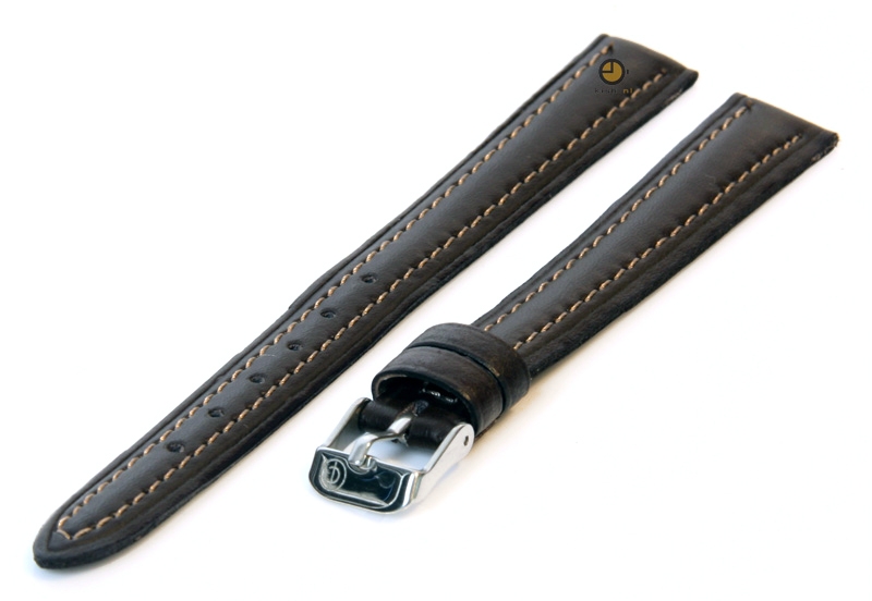 Horlogeband 12mm donkerbruin leer XXL