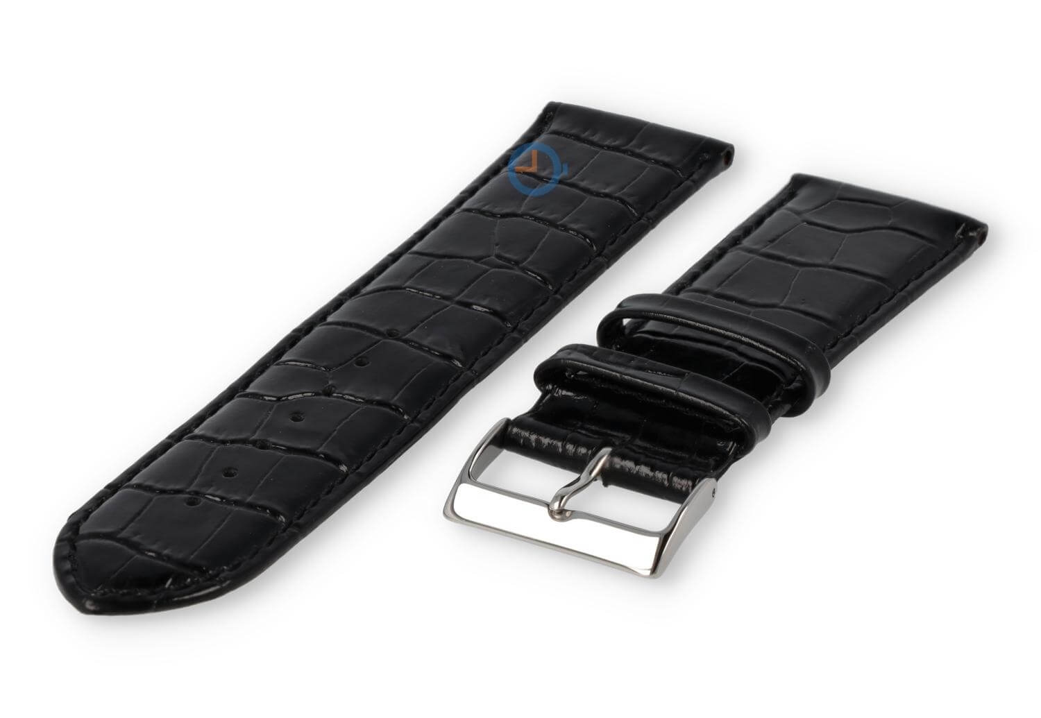 Basic croco horlogeband - 24mm - zwart