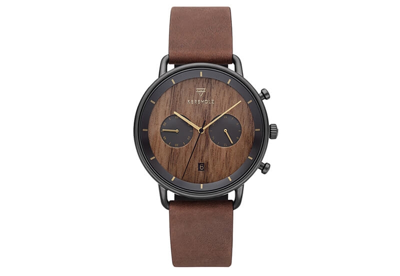 Kerbholz Horlogeband  Herbert Walnut Black Tobacco