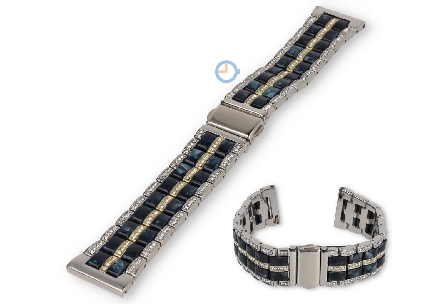 22mm moderne horlogeband staal/resin - zilver/blauw