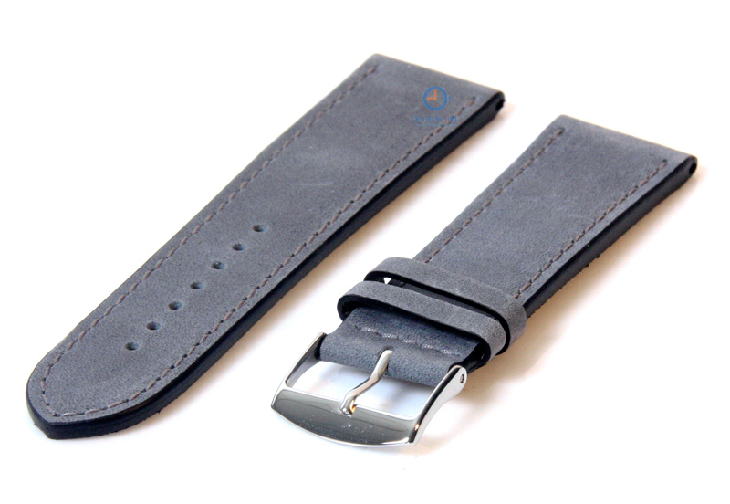 Horlogeband 24mm kalfsleer matgrijs