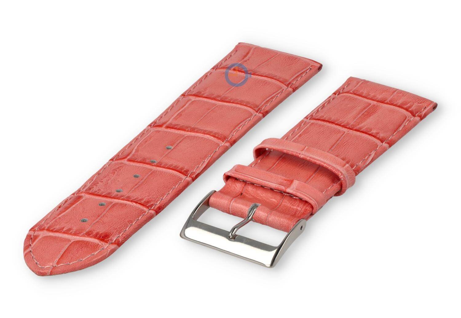 Basic croco horlogeband - 24mm - zalmroze