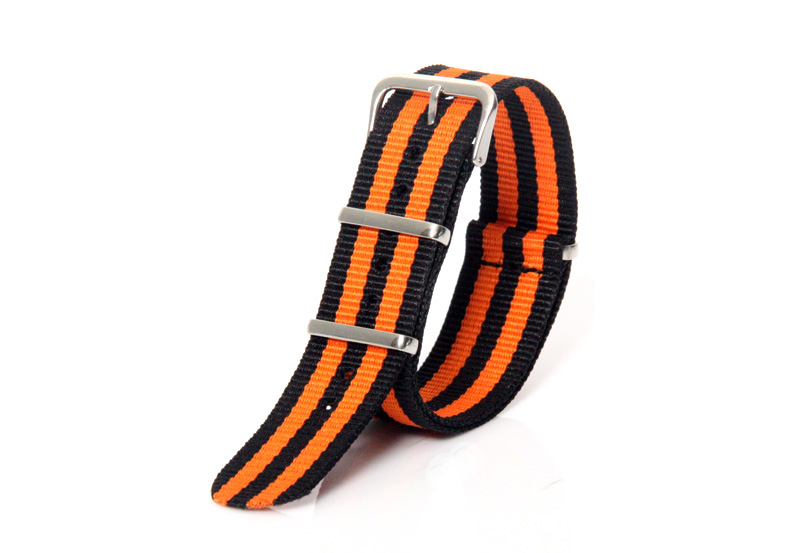 Horlogeband 20mm nylon oranje/zwart