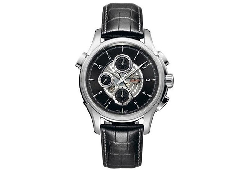 Hamilton horlogeband H32619733 - zwart leer