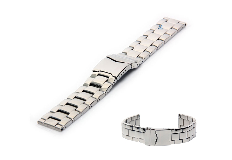 Horlogeband 22mm gepolijst staal zilver