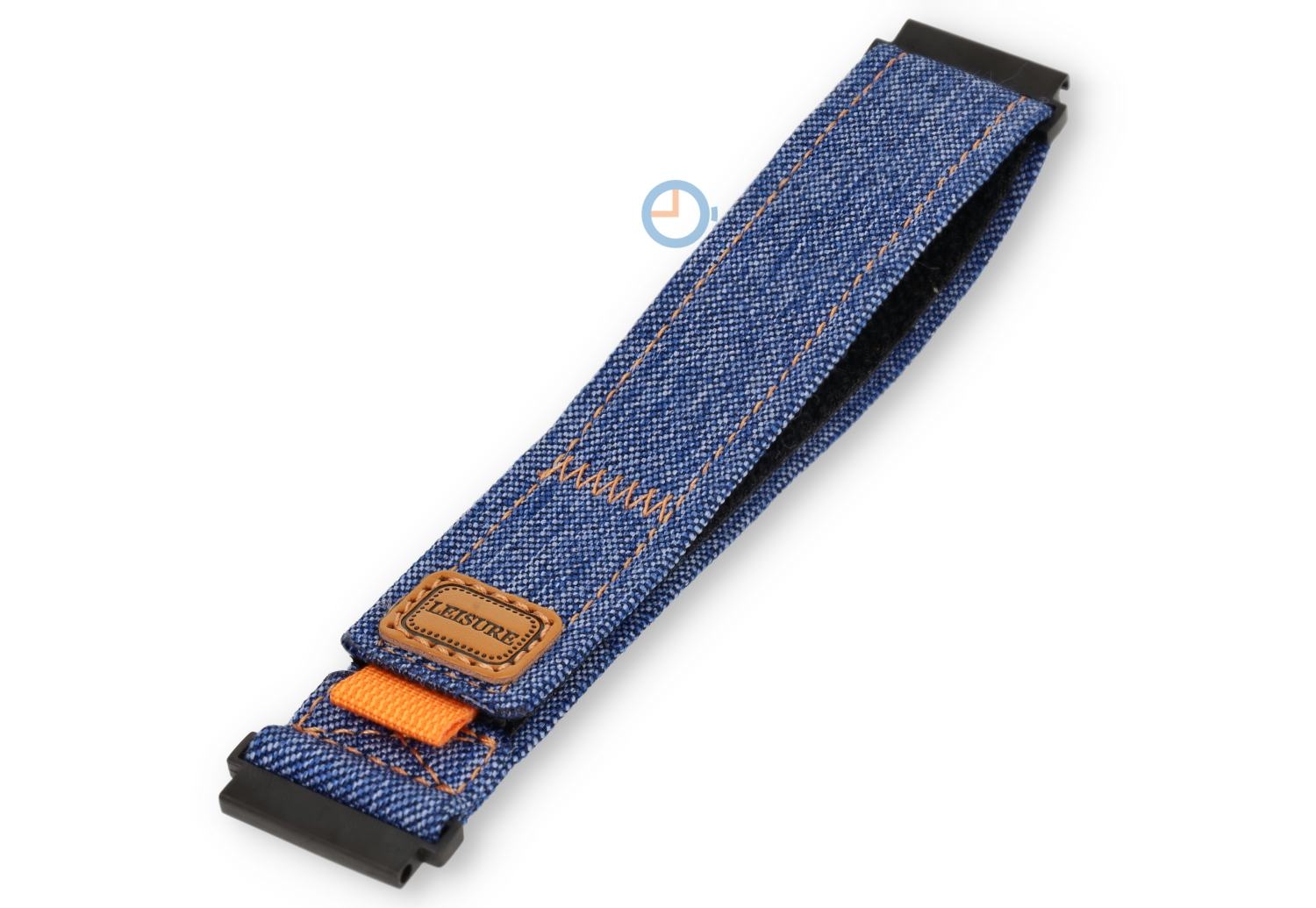 Blauw denim stoffen horlogebandje - 20mm - klittenband