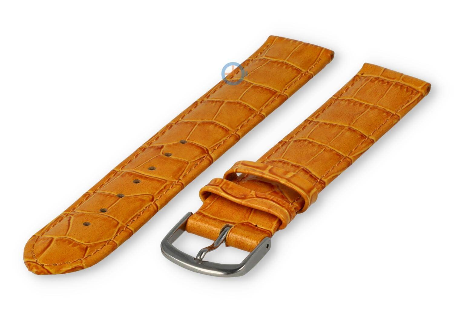XL horlogeband leer met krokoprint - 16mm - abrikoos
