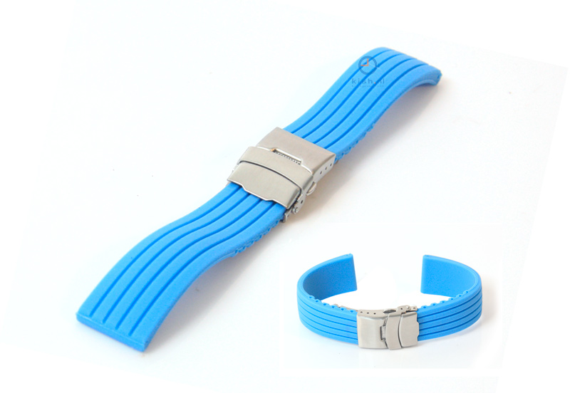 Horlogeband 20mm rubber blauw