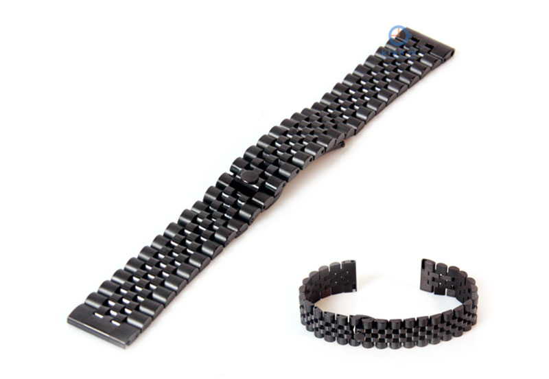 Horlogeband 20mm staal zwart - deels gepolijst