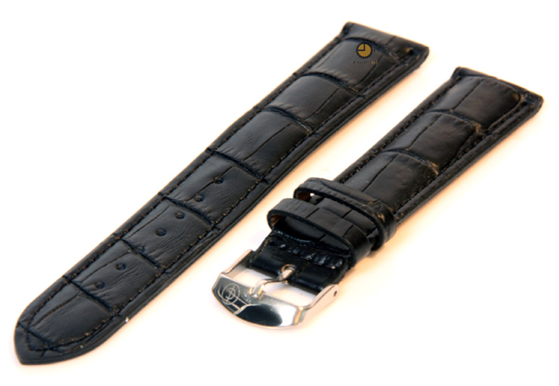 XL horlogeband 20mm leer zwart croco