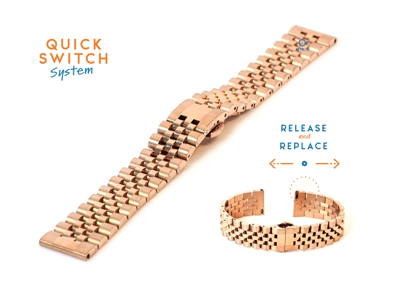 Horlogeband 22mm staal ros?oud - deels gepolijst