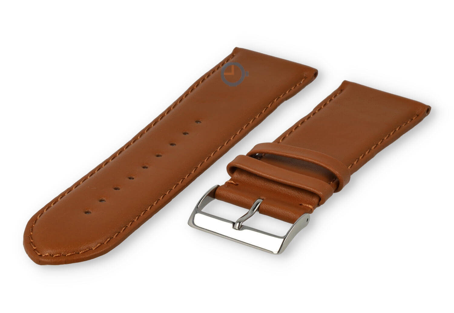 28mm horlogeband glad leer - bruin