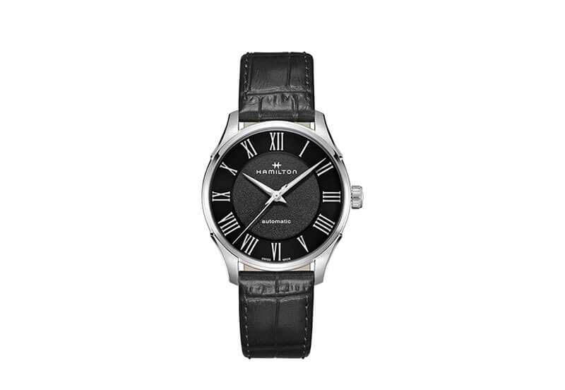 Hamilton horlogeband H42535730 - zwart leer