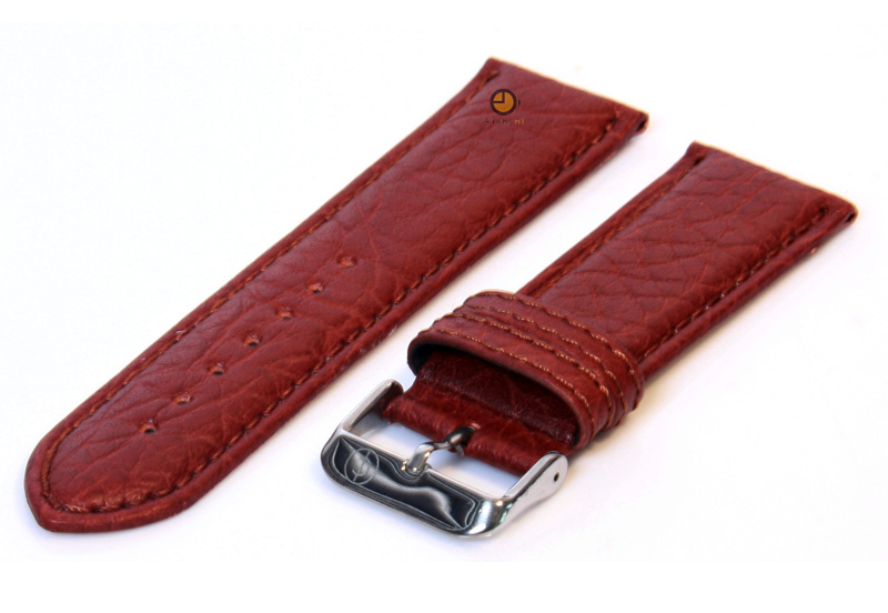 Horlogeband 24mm bruin bizon leer