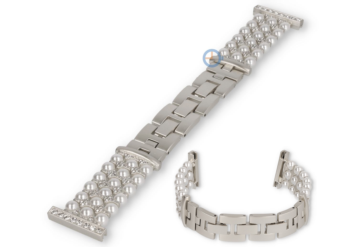 22mm stalen armband voor horloges - silver pearl