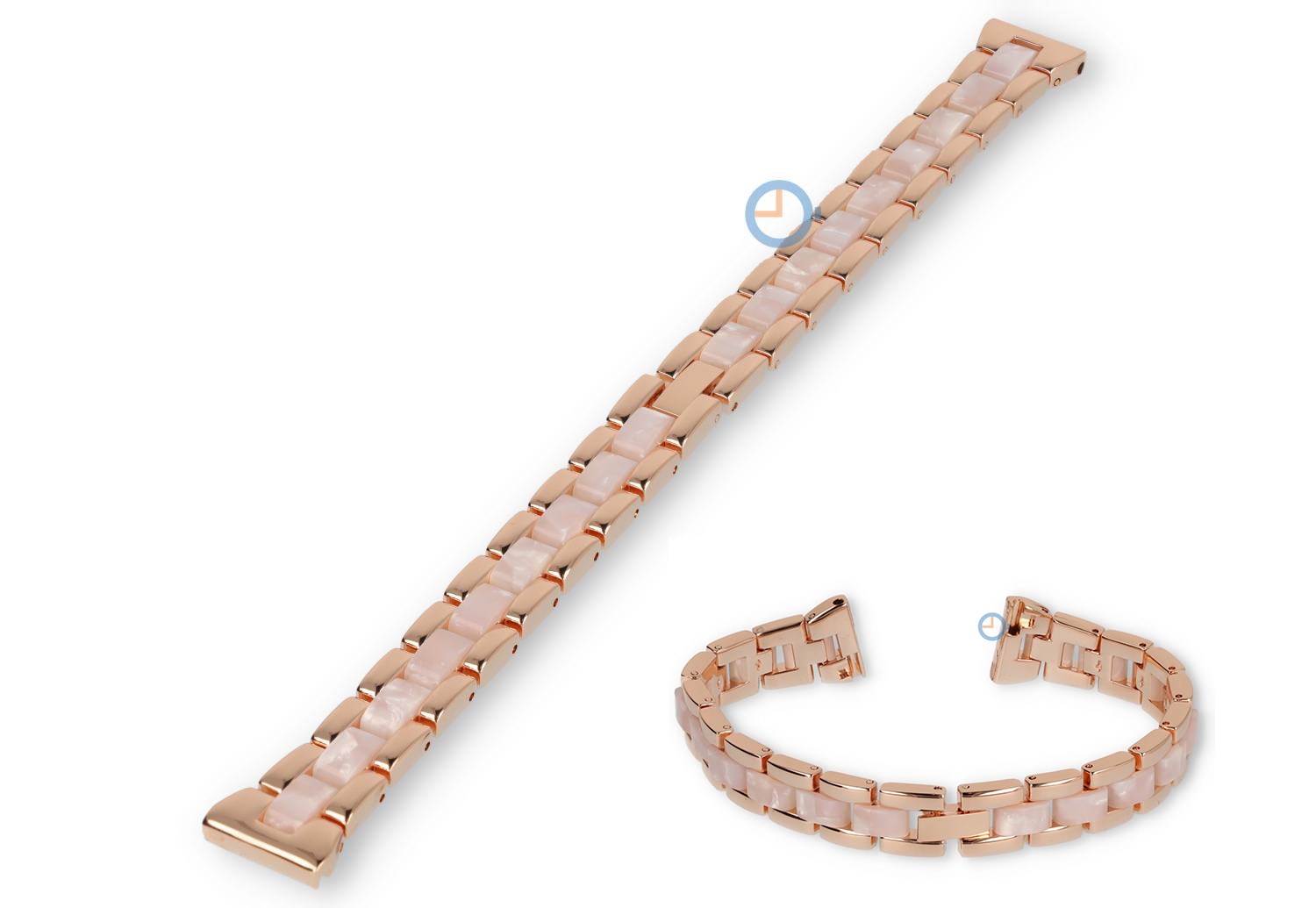 14mm stalen bandje met marmer-look - rosegold/pink