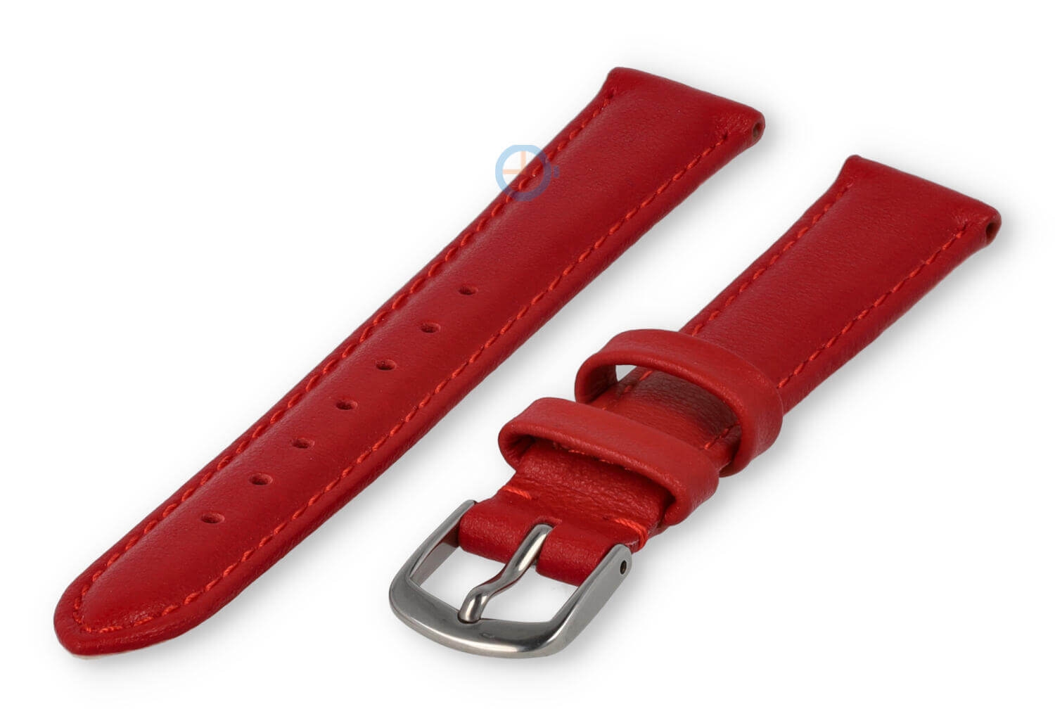 14mm horlogeband glad leer - donkerrood