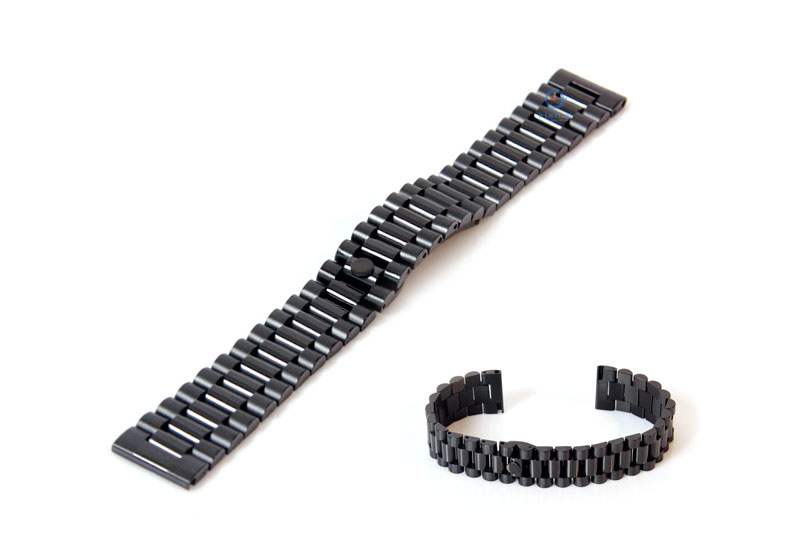 Horlogeband 18mm staal zwart - deels gepolijst
