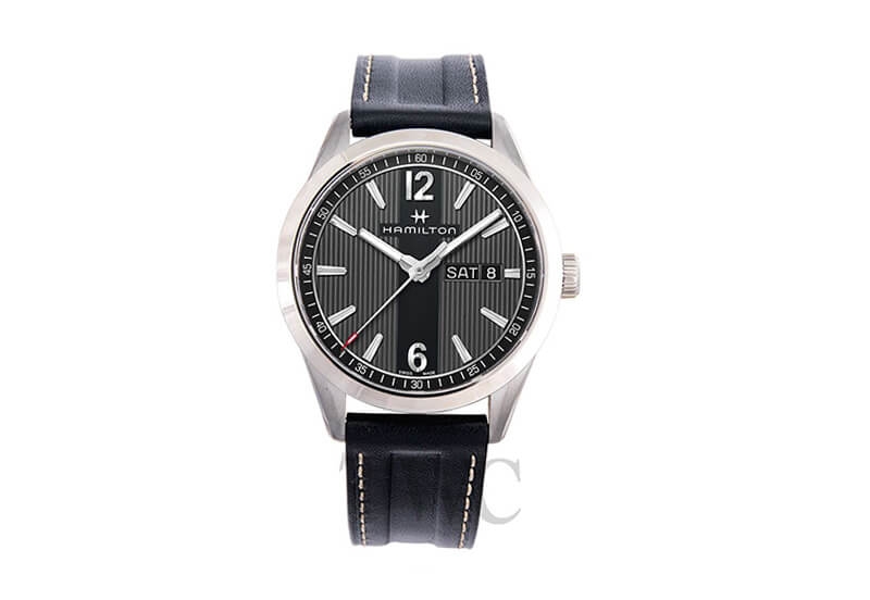 Hamilton horlogeband H43311735 - zwart leer