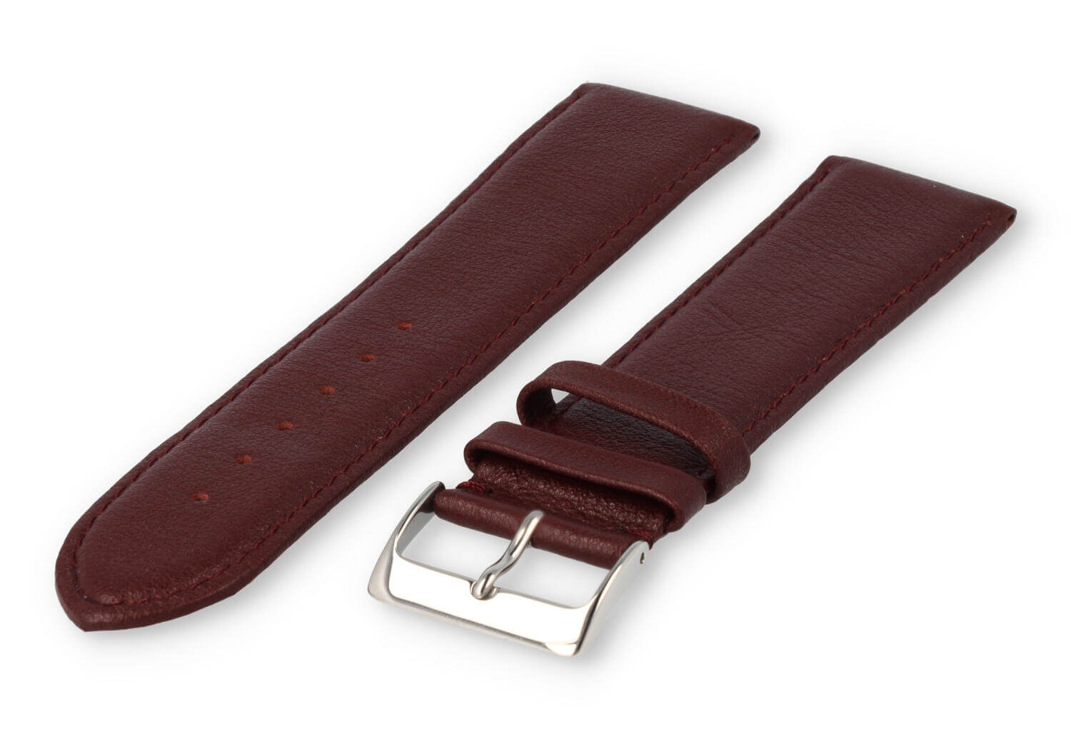 XL horlogeband glad leer - 24mm - bordeaux