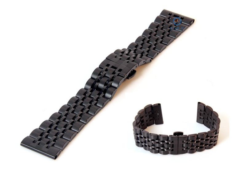 Horlogeband 22mm staal mat zwart