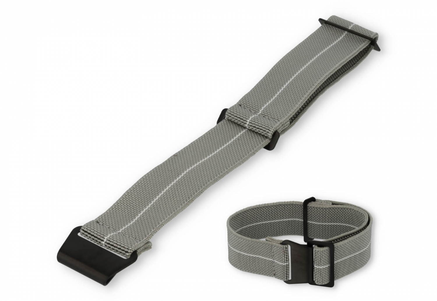 Elastische horlogeband 20mm nylon grijs - wit