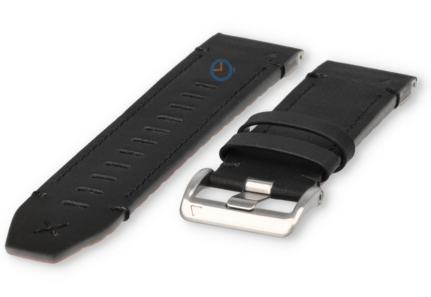 Premium leren bandje voor Garmin Enduro 3 - zwart/zilver